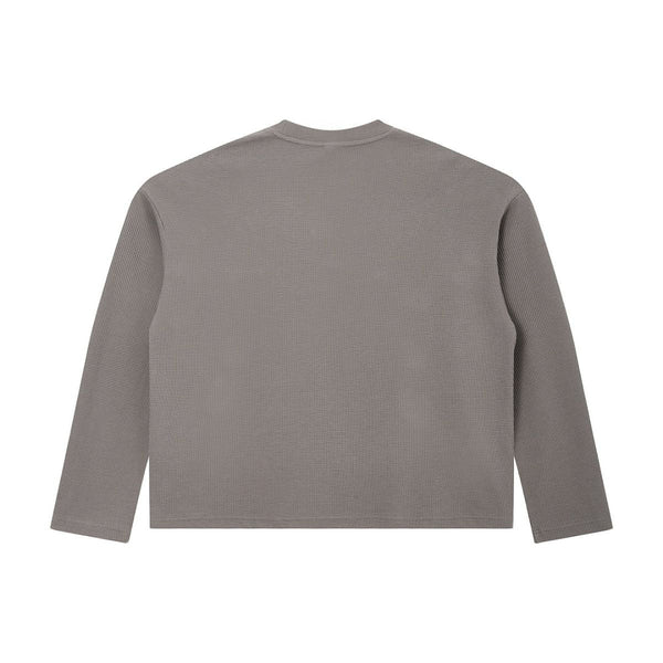 260G Waffle Knit Boxy Long Sleeve Tee