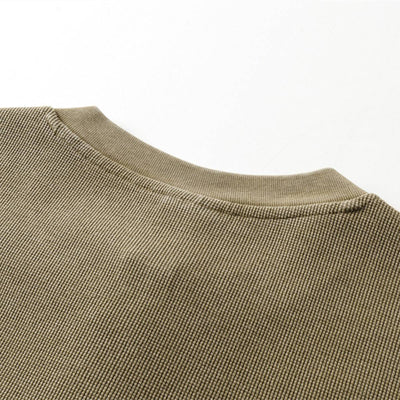 Casual Waffle Fabric Button Neck T-Shirt