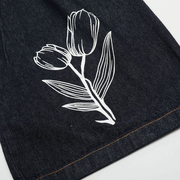 Floral Print Vintage Wide Leg Jeans