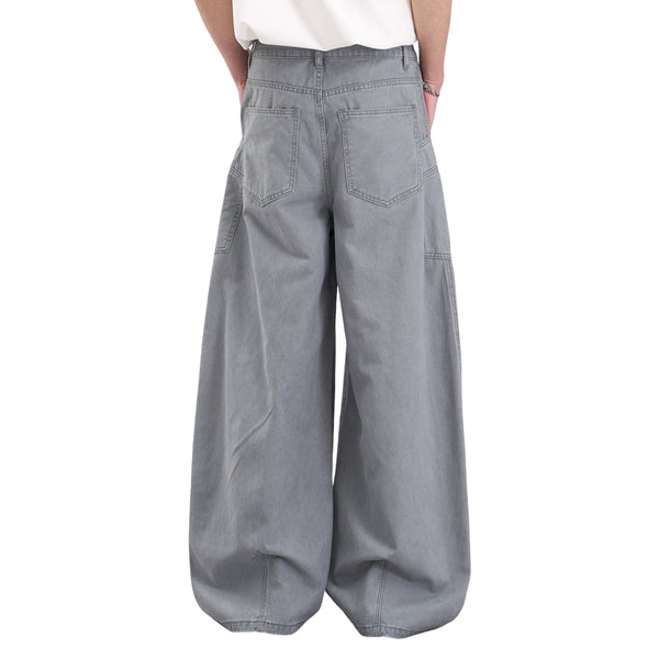 Vintage Washed Baggy Curved-Leg Cargo Pants