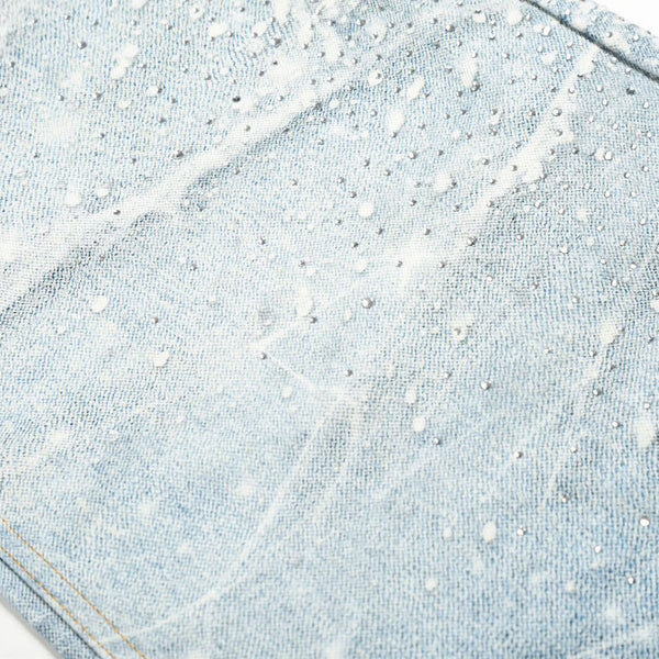 Rhinestone Lightning Bolt Vintage Wide Denim