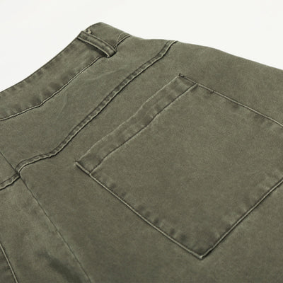 Olive Wide Leg Pants Star Cross Embroidery Details