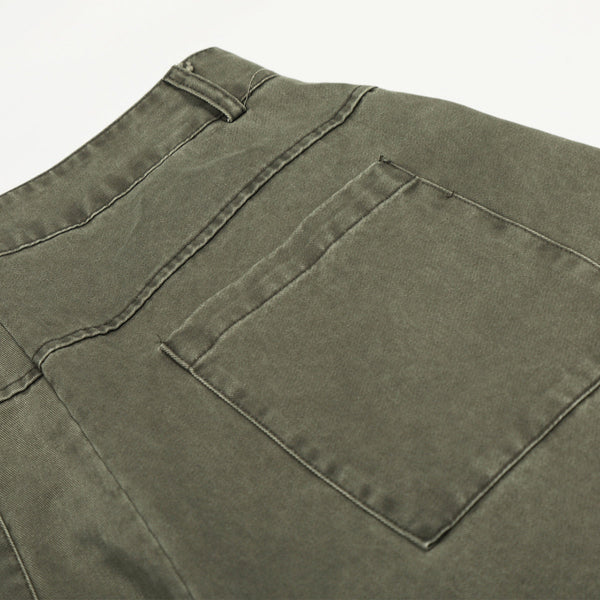 Olive Wide Leg Pants Star Cross Embroidery Details