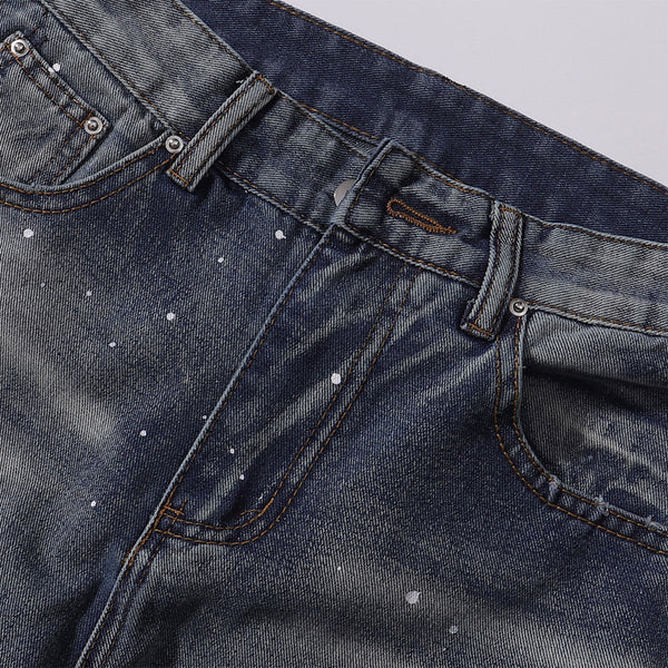 Splatter Wash Distressed Wide Leg Jeans