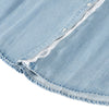 Button-Front Lace Trim Denim Shirt