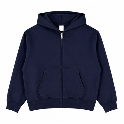 Boxy Cropped 340G Thermal Fleece Zip Hoodie