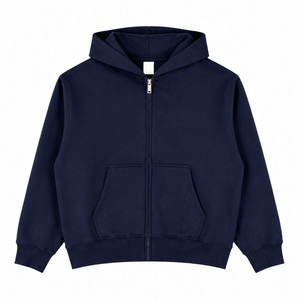Boxy Cropped 340G Thermal Fleece Zip Hoodie