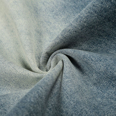 Distressed Wide Leg Gold Closure Denim