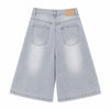 Vintage Sand Wash Straight Leg Denim Shorts