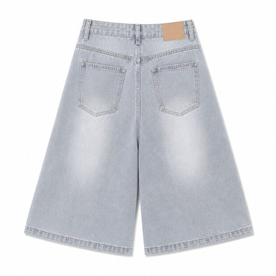 Vintage Sand Wash Straight Leg Denim Shorts