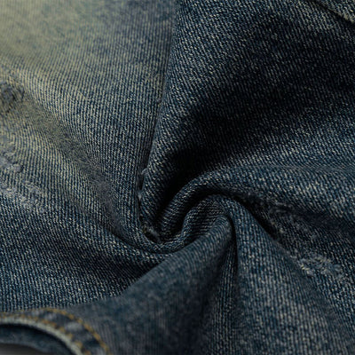 Vintage Dark Wash Faded Wide Denim