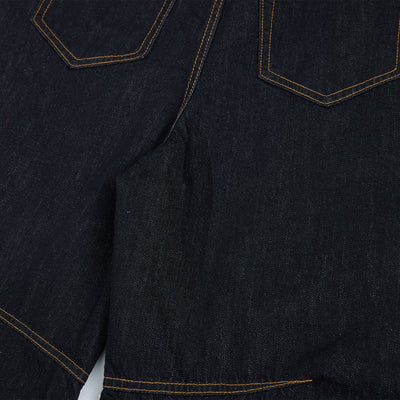 Premium Raw Denim Panel Stitch Wide-Leg Jeans