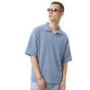 Vintage Snow Washed Waffle Knit V-Neck Polo Tee