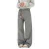 Vintage Washed High-Waist Relaxed Straight Wide-Leg Trousers