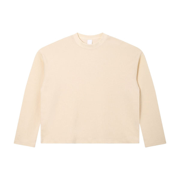 260G Waffle Knit Boxy Long Sleeve Tee