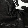 Flame Print Black Wide Leg Denim Shorts