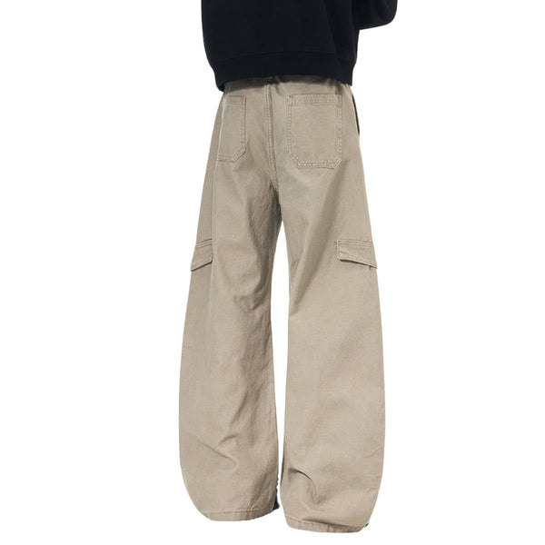 Minimal Washed Solid Wide Leg Barrel Pants