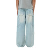 Faded Bleach Geometric-Pocket Baggy Jeans