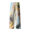 Artistic Paint-Splatter Wide-Leg Jeans