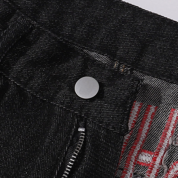 Shibuya Dragon Embroidered Wide Leg Jeans