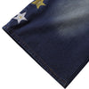 Star Print Washed Denim Capri Shorts