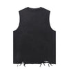 Black Washed Cotton Ripped Muscle Tank 8.25oz