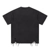Black Washed Cotton Ripped Boxy Tee 8oz