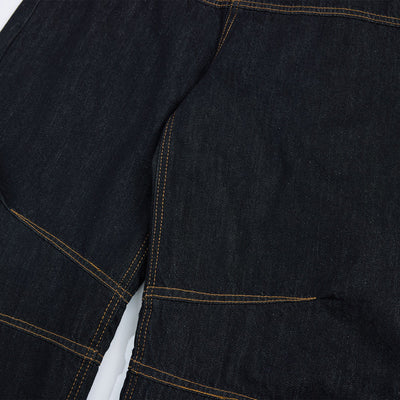Premium Raw Denim Panel Stitch Wide-Leg Jeans