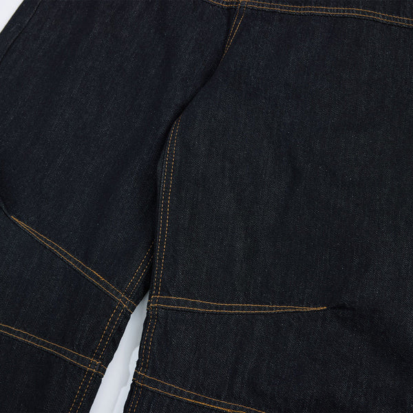 Premium Raw Denim Panel Stitch Wide-Leg Jeans
