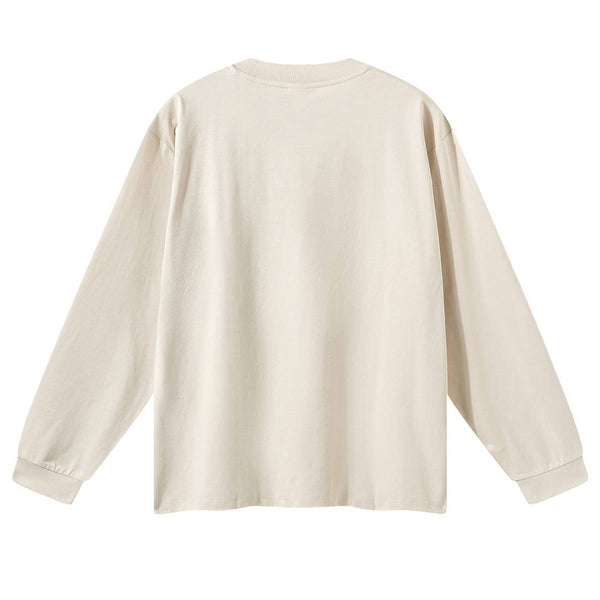 Solid Loose Fit Side Split Hem Long Sleeve T-Shirt