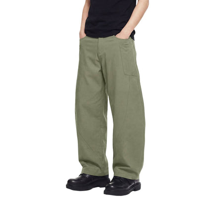 Solid Multi-Pocket Relaxed Workwear Cargo Pants