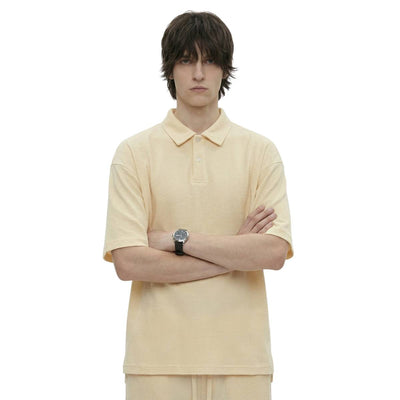 Waffle Knit Lapel Polo T Shirt