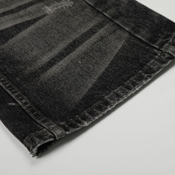 Whisker Fade Distressed High Street Loose Jeans