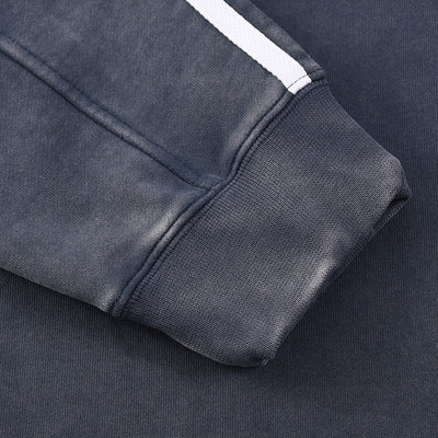 Contrast-Strap Sleeves Cotton Sweatshirt
