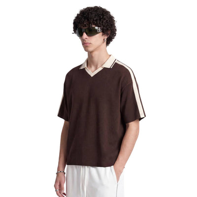Vintage Waffle Colorblock Boxy Fit Heavyweight Polo T-Shirt