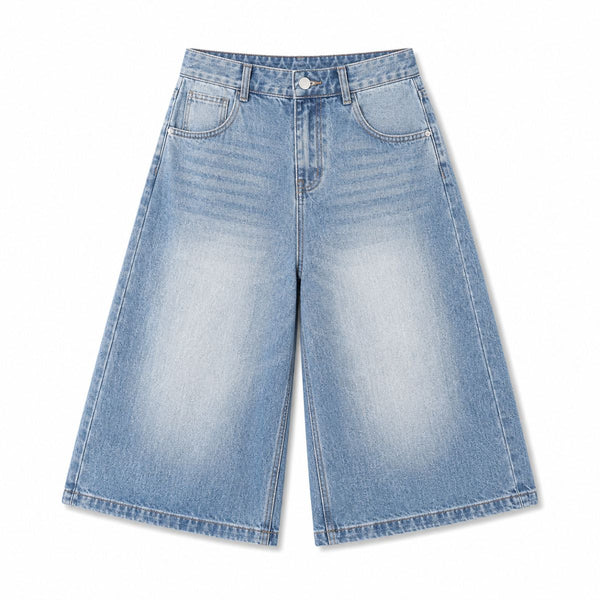 Vintage Sand Wash Straight Leg Denim Shorts