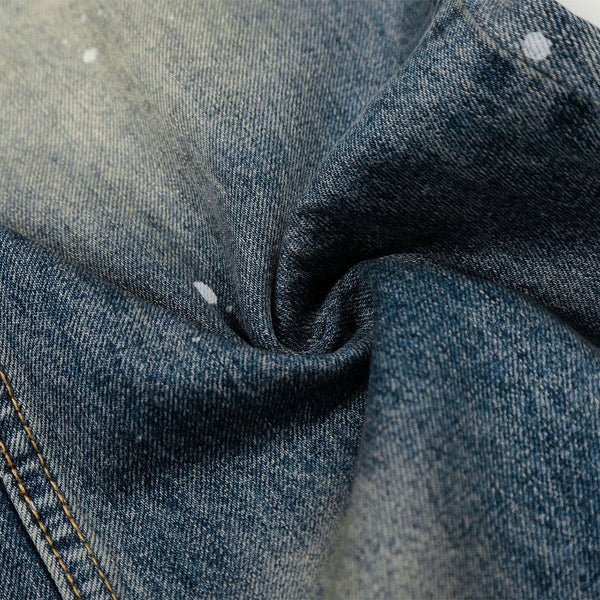 Distressed Paint Splatter High Waist Wide Leg Jeans