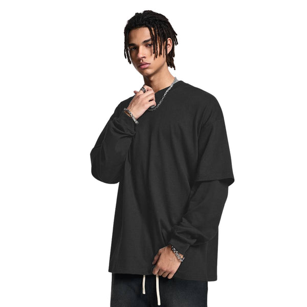Streetwear Loose Fit Double-Layer Long-Sleeve Tee