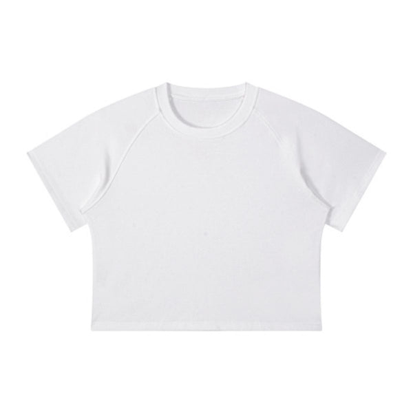 Crew Neck Raglan Short Sleeve Ribbed Tee 315G