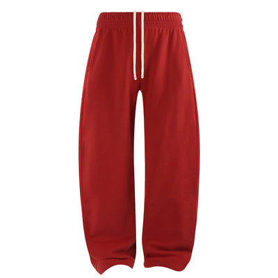 Elastic Drawstring Waist Fleece Jogger Pants