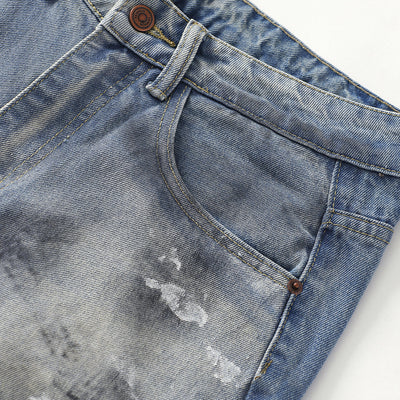 Paint Splatter Distressed Baggy Denim Pants