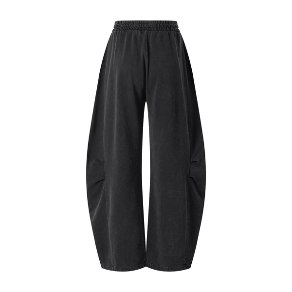 Vintage Washed Curved Panel Wide Drawstring Pants