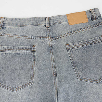 Light Blue Distressed Ripped Straight Jeans