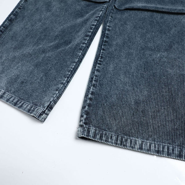 Washed Corduroy Deconstructed Relaxed Cargo Pants