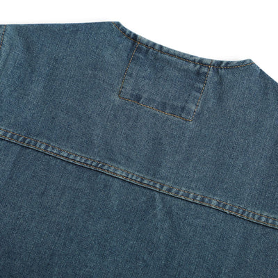 Relaxed V-Neck Denim Cargo Vest
