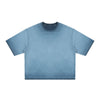 Washed Cotton Boxy Cropped Crew Neck Tee
