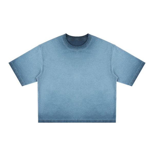 Washed Cotton Boxy Cropped Crew Neck Tee