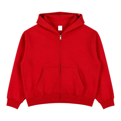 Boxy Cropped 340G Thermal Fleece Zip Hoodie
