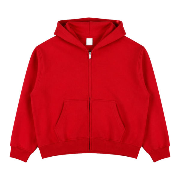 Boxy Cropped 340G Thermal Fleece Zip Hoodie