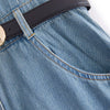 Short Sleeve Belted Midi Denim Shirtdress